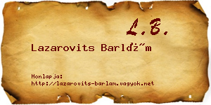 Lazarovits Barlám névjegykártya